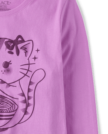 Girls Cat Ramen Graphic Tee