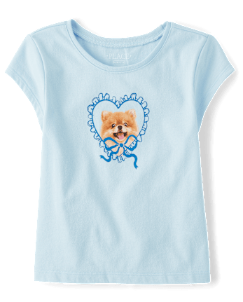 Girls Dog Bow Graphic Baby Tee