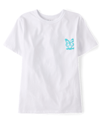 Girls Dreamer Butterfly Puff Print Front And Back Oversized Graphic Tee