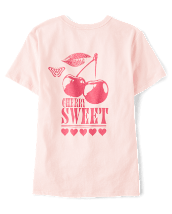 Girls Cherry Front And Back Oversized Graphic Tee