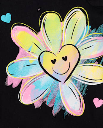 T-shirt graphique à motif cœur et fleurs pour bébés et petites filles