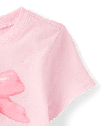 Baby And Toddler Girls Valentine's Day Bow Cherries Graphic Tee