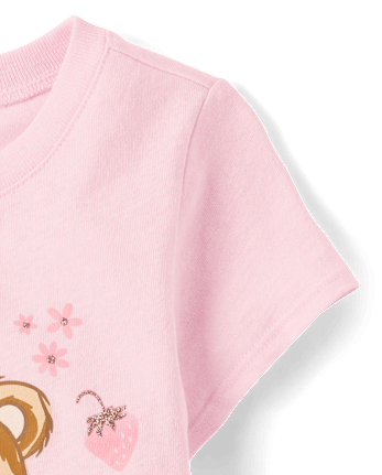 T-shirt graphique pour bébés et petites filles, motif ours en peluche et cœurs, pour la Saint-Valentin