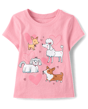 Baby And Toddler Girls Dog Friends Graphic Tee