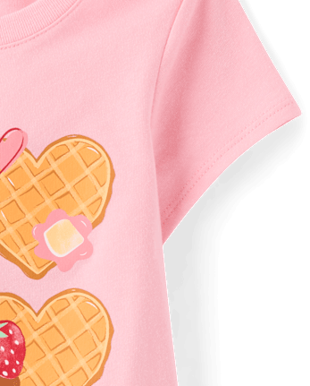 Baby And Toddler Girls Heart Waffles Graphic Tee