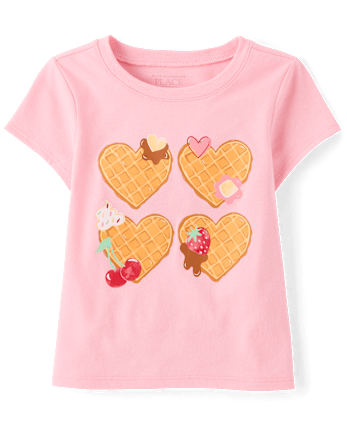Baby And Toddler Girls Heart Waffles Graphic Tee