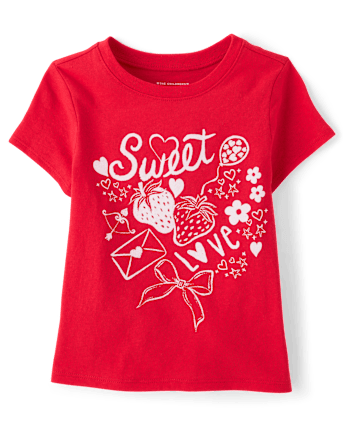Baby And Toddler Girls Valentine's Day Sweet Doodles Graphic Tee