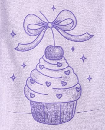 Baby And Toddler Girls Cupcake Bow Graphic Tee