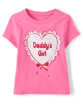 Baby And Toddler Girls Valentine's Dat Daddy's Girl Heart Graphic Tee