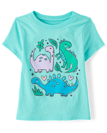 T-shirt graphique à motifs de dinosaures pour bébés et petites filles
