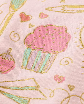 Baby And Toddler Girls Puff Print Food Art Graphic Tee