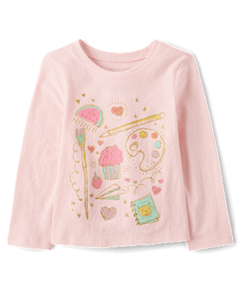 Baby And Toddler Girls Puff Print Food Art Graphic Tee