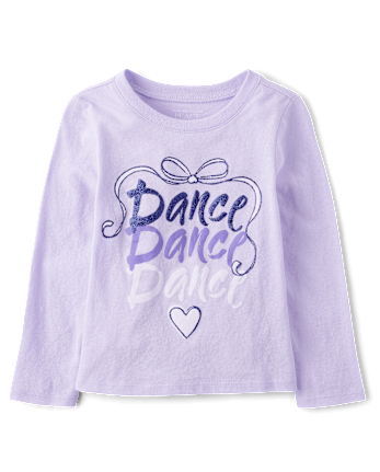 Baby And Toddler Girls Dance Glitter Graphic Tee