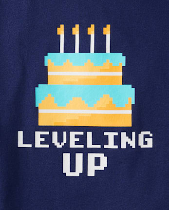 Boys Leveling Up Birthday Cake Graphic Tee