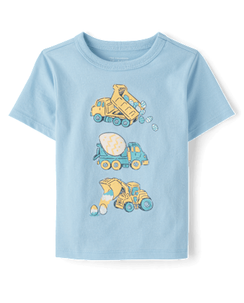 Baby And Toddler Boys Easter Construction Vehicle Graphic Tee