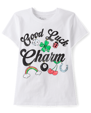 Girls St. Patrick's Day Good Luck Charm Graphic Tee