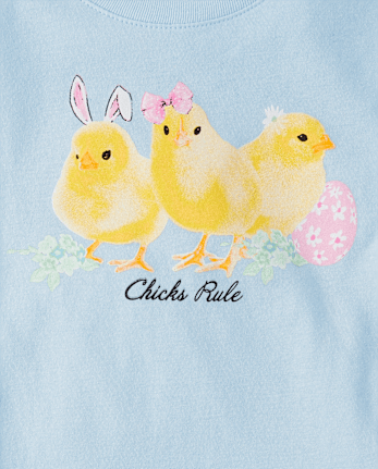 Girls Easter Chicks Rule Graphic Tee