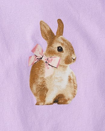 Girls Easter Bunny Bow Graphic Tee