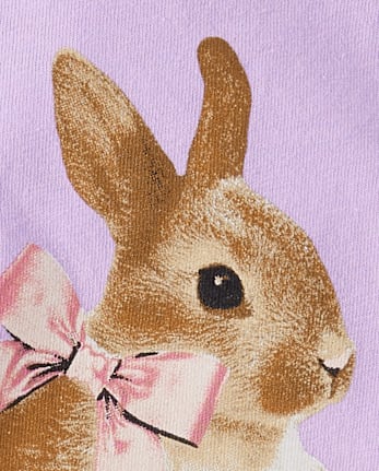 Girls Easter Bunny Bow Graphic Tee