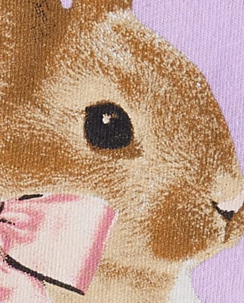 Girls Easter Bunny Bow Graphic Tee