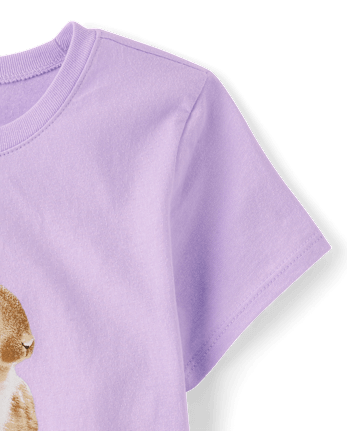 Girls Easter Bunny Bow Graphic Tee