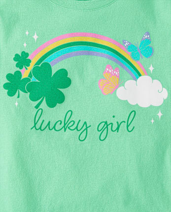 Girls St. Patrick's Day Lucky Girl Graphic Tee