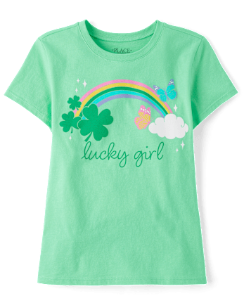 Girls St. Patrick's Day Lucky Girl Graphic Tee