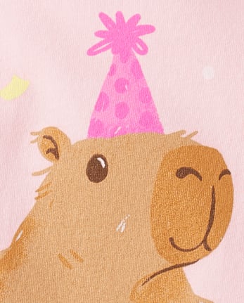 Girls Birthday Capybara Graphic Tee