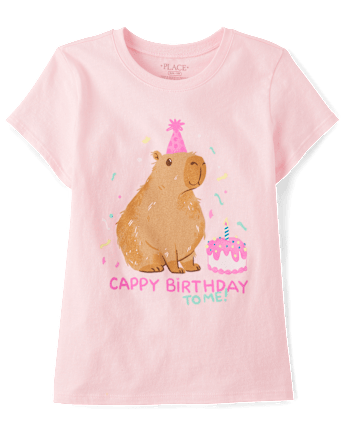 Girls Birthday Capybara Graphic Tee