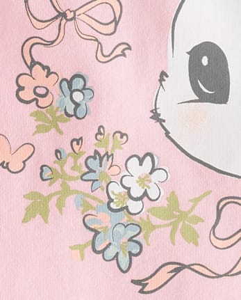 Girls Easter Bunny Floral  Graphic Tee