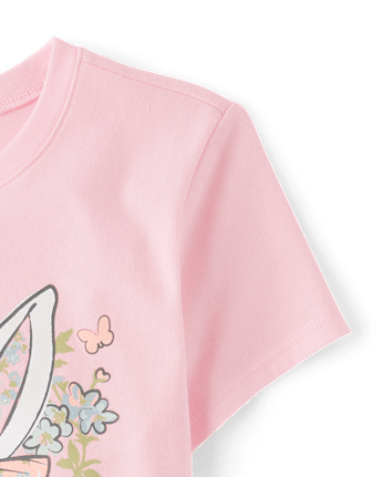 Girls Easter Bunny Floral  Graphic Tee
