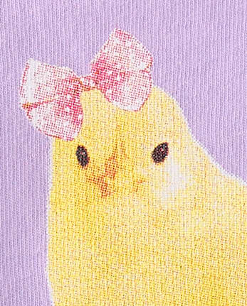 T-shirt graphique mignon avec un poussin pour Pâques, pour bébés et petites filles