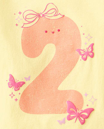 Baby And Toddler Girls 2 Birthday Graphic Tee