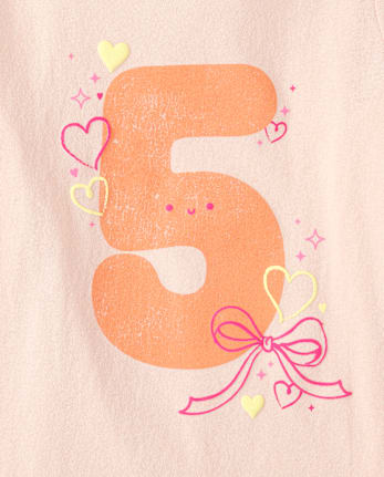 Baby And Toddler Girls 5 Birthday Graphic Tee