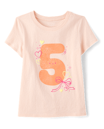 Baby And Toddler Girls 5 Birthday Graphic Tee