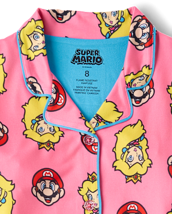 Girls Super Mario™ Princess Peach Button Front Pajamas
