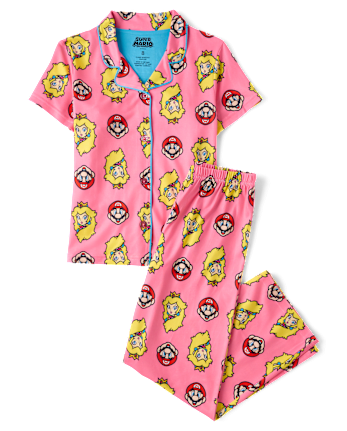 Girls Super Mario™ Princess Peach Button Front Pajamas