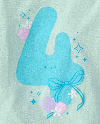 Baby And Toddler Girls 4 Birthday Graphic Tee