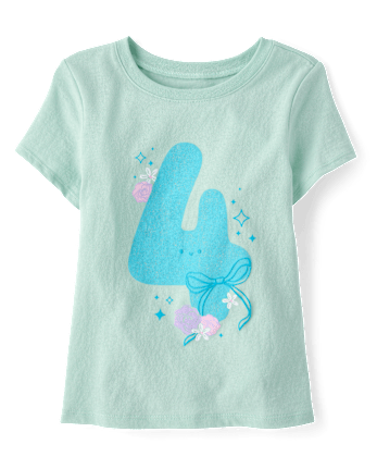 Baby And Toddler Girls 4 Birthday Graphic Tee