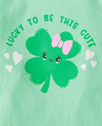 Baby And Toddler Girls St. Patrick's Day Cute Clover Graphic Tee