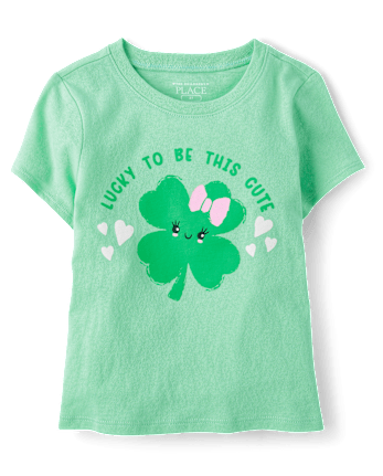 Baby And Toddler Girls St. Patrick's Day Cute Clover Graphic Tee