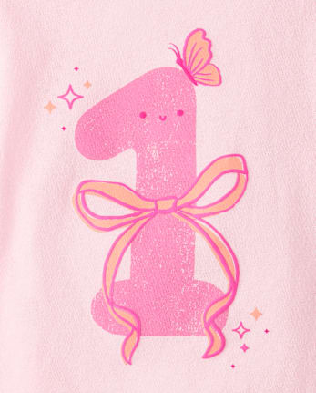 Baby And Toddler Girls 1 Birthday Graphic Tee