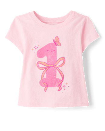 Baby And Toddler Girls 1 Birthday Graphic Tee