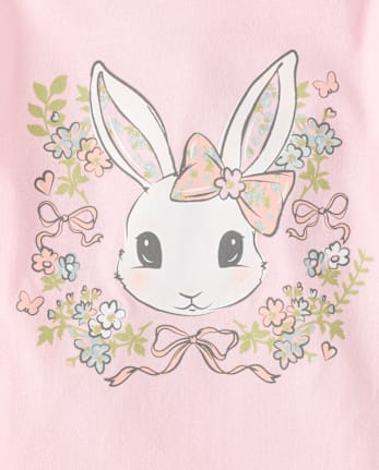 Baby And Toddler Girls Easter Bunny FloralGraphic Tee
