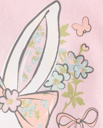 Baby And Toddler Girls Easter Bunny FloralGraphic Tee