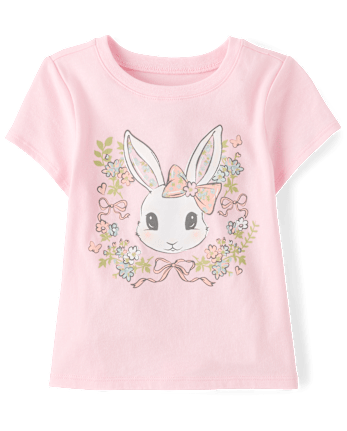 Baby And Toddler Girls Easter Bunny FloralGraphic Tee