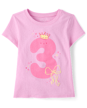 Baby And Toddler Girls 3 Birthday Graphic Tee