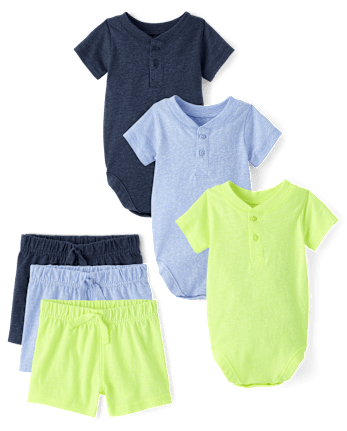 Lot de 3 bodies Henley chinés pour bébés garçons