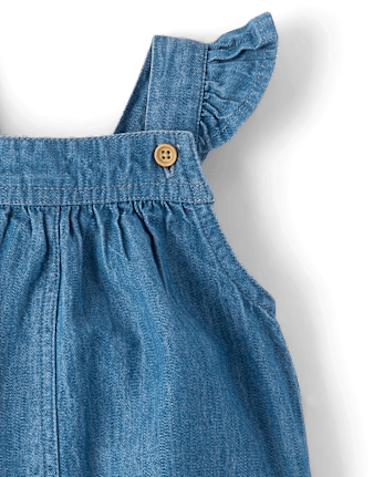 Salopette en chambray à volants pour bébé fille