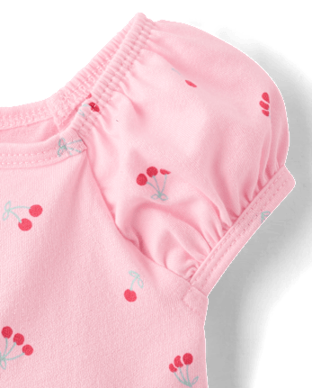 Baby Girls Embroidered Cherry Bubble Romper 2-Pack